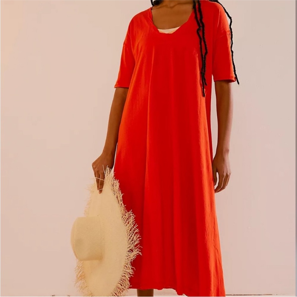 BNWOT Free People carter t shirt long dress XS orange